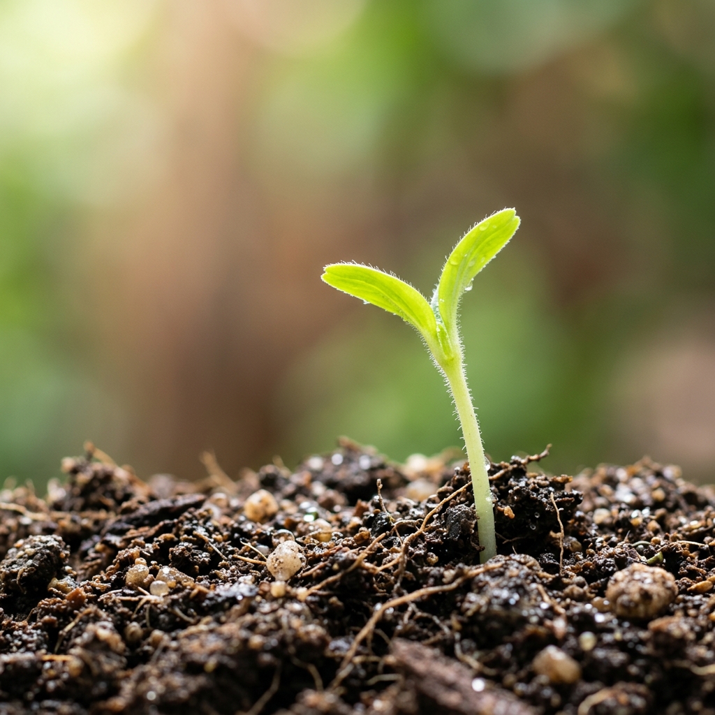 Plant growing from soil